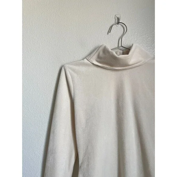 Camila Coelho Gloria Velour Turtleneck Bodysuit in Off-White Size MEDIUM - Picture 2 of 7